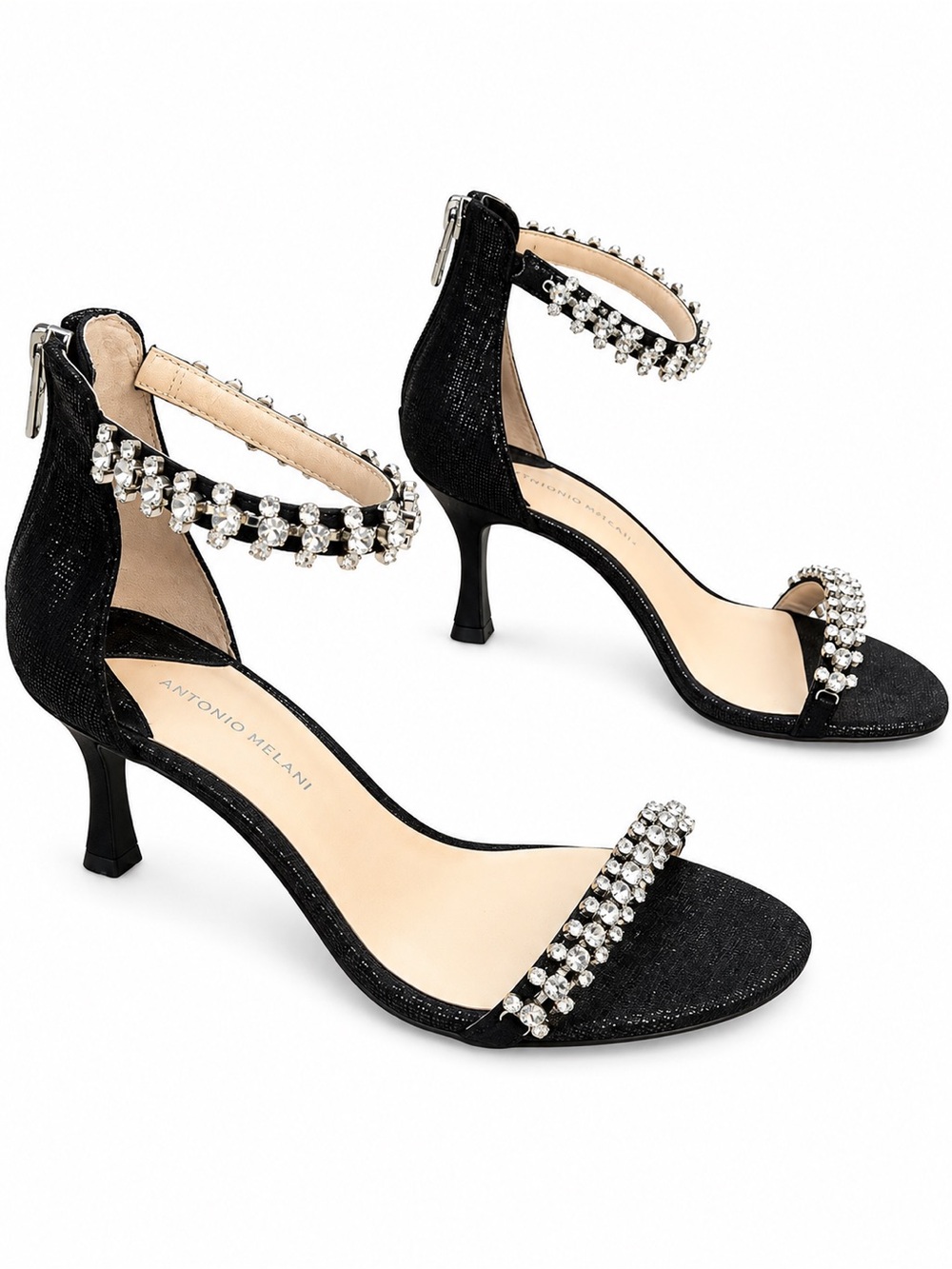 Antonio Melani Madalyn Jeweled Ankle Strap Sandals embellished crystal size 5.5M